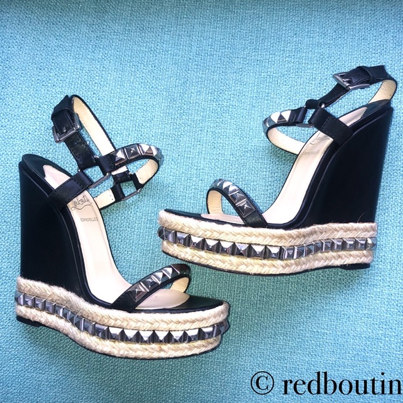 Christian Louboutin Shoes - Christian Louboutin Cataclou black wedge sandals